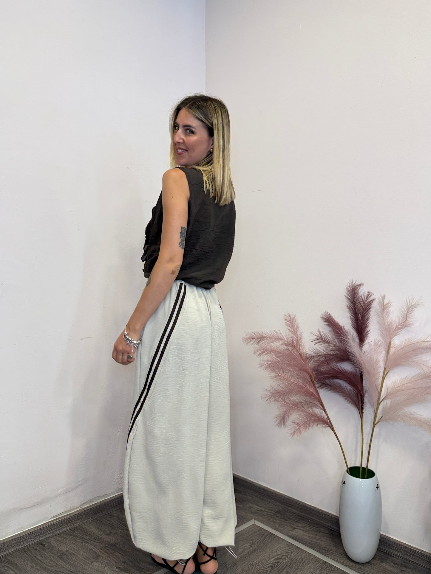 Pantaloni balloon bicolor leggeri