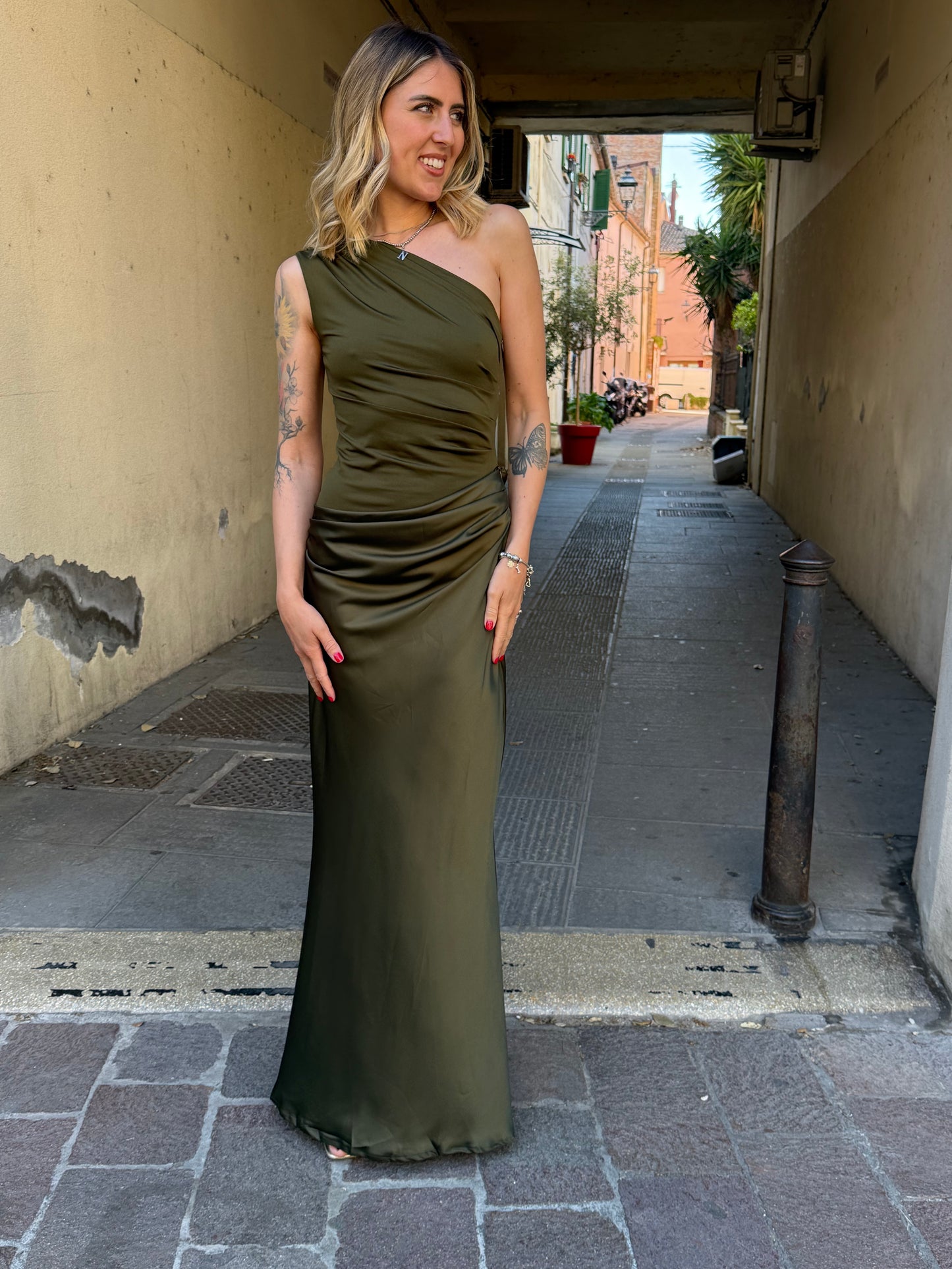 Abito cerimonia ac629 verde militare