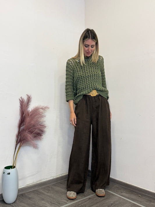 Pantaloni Lino cioccolato