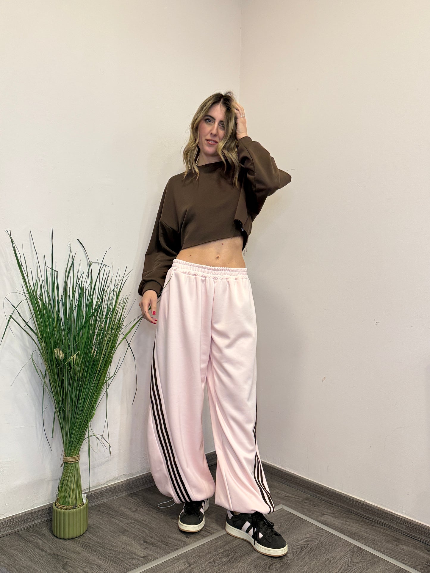 Pantaloni tuta balloon bande