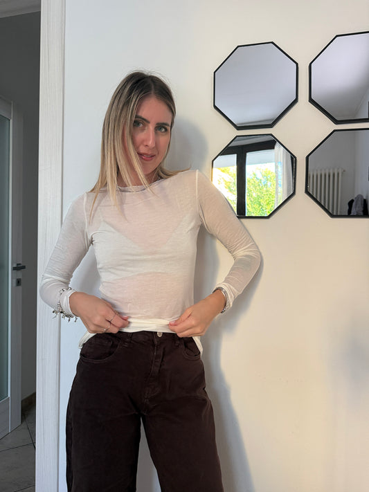 Maglia cashmere girocollo bianca