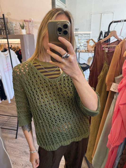 Maglia crochet verde