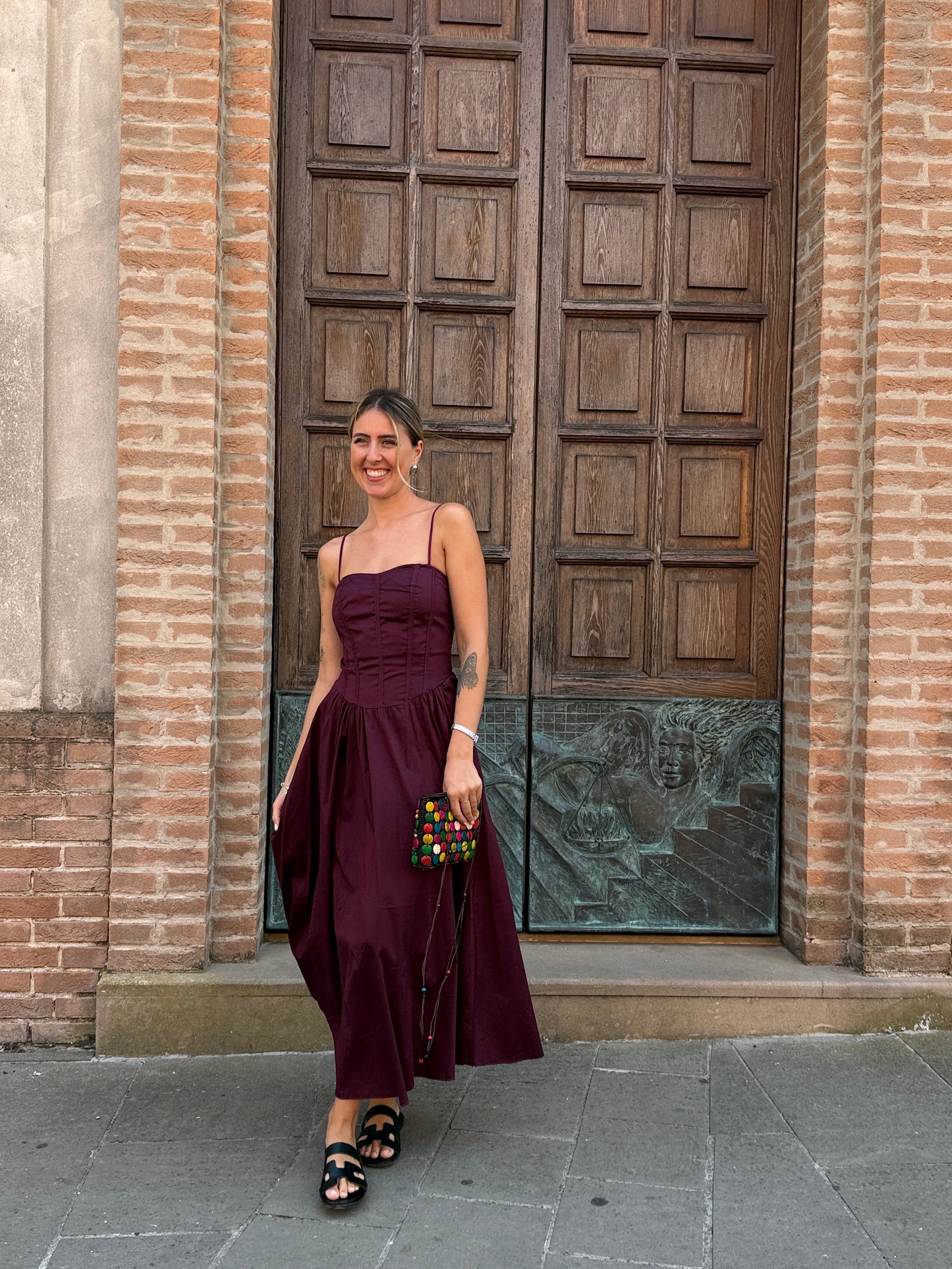 Abito cotone bordeaux