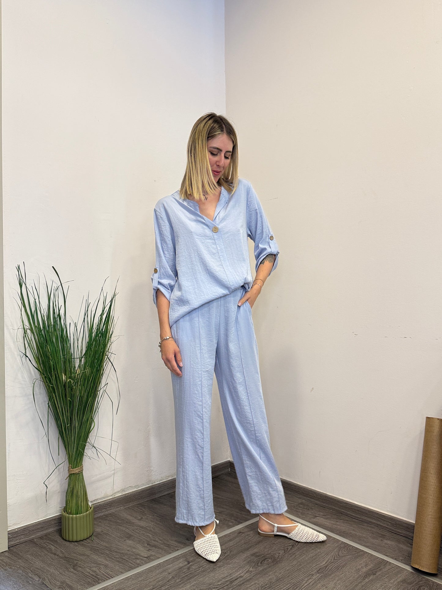 Pantaloni completo comodo azzurro