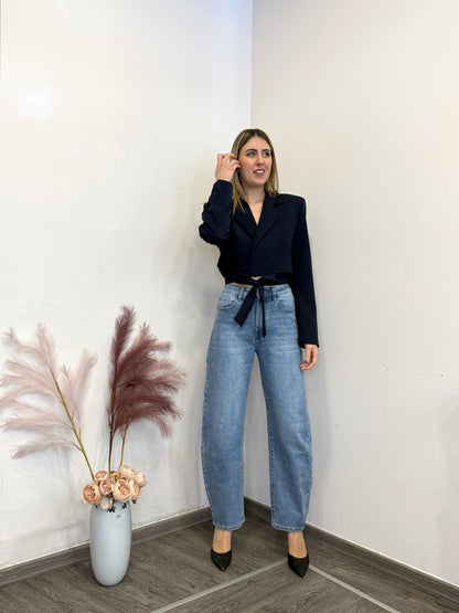 Giacca crop blu notte