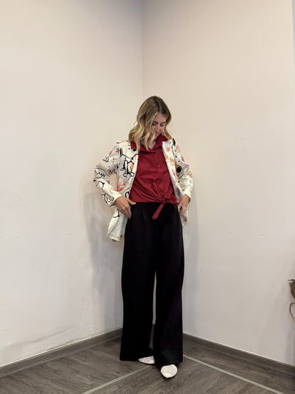 Camicia cotone bordeaux