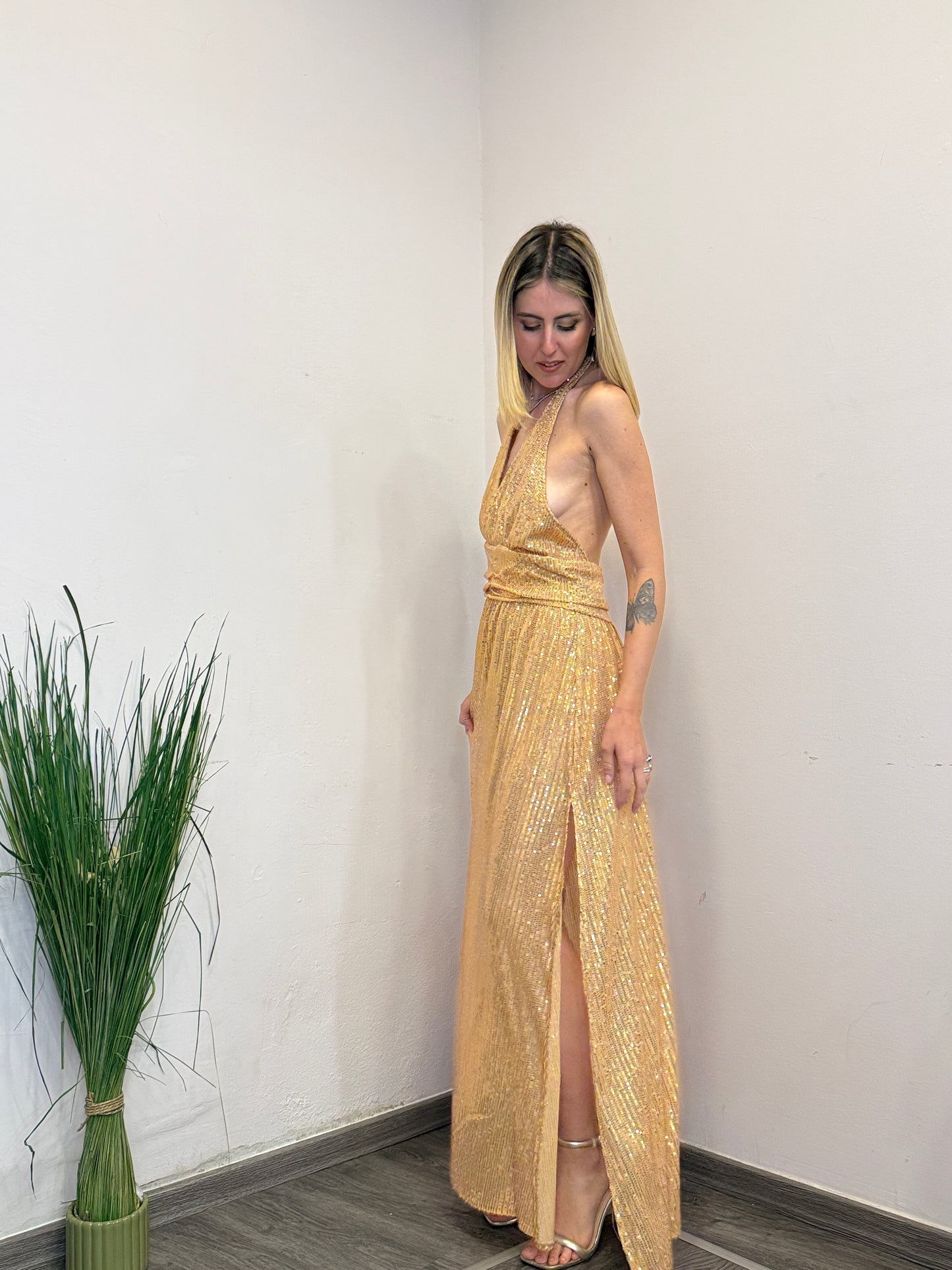 Abito paillettes oro