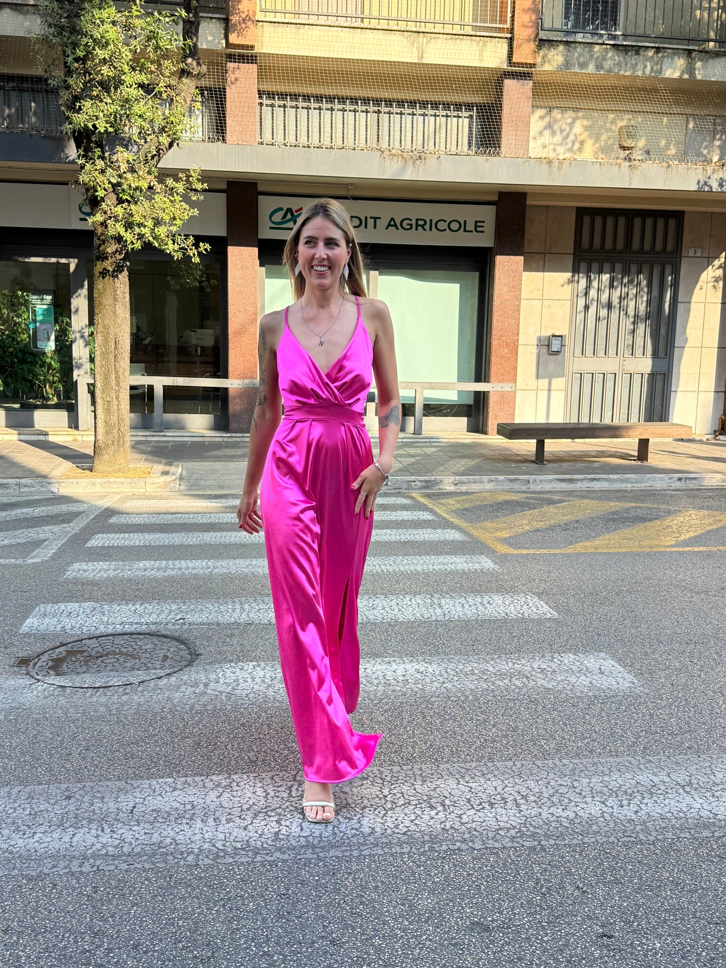 Abito cerimonia ac745 fuxia