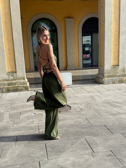 Tuta schiena nuda verde