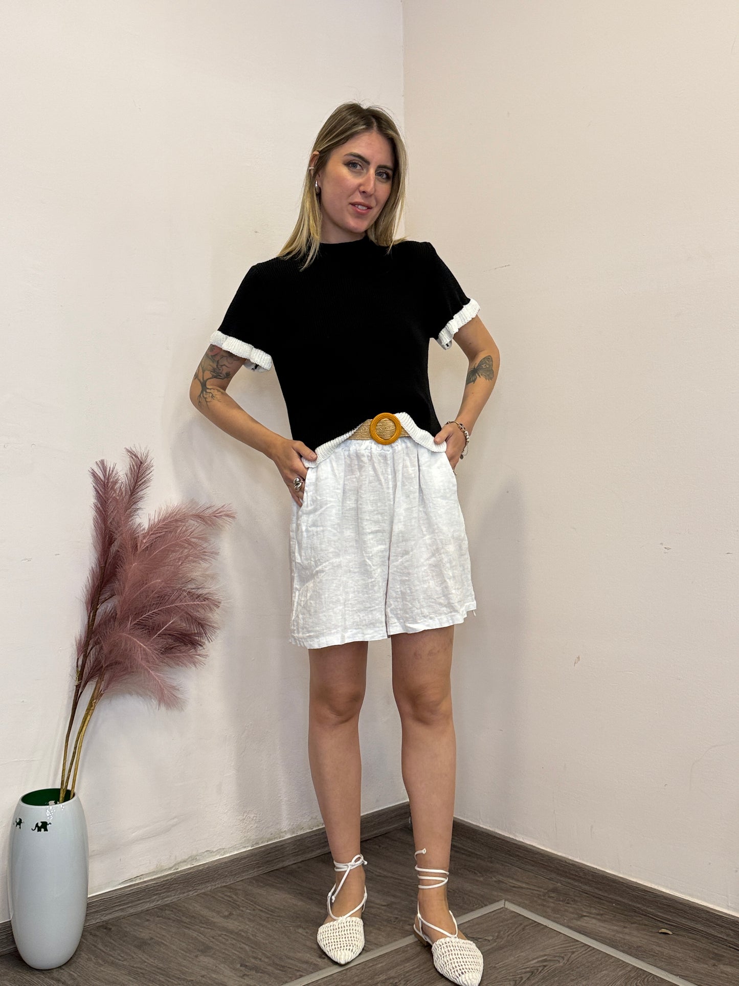 Pantaloncini lino bianco