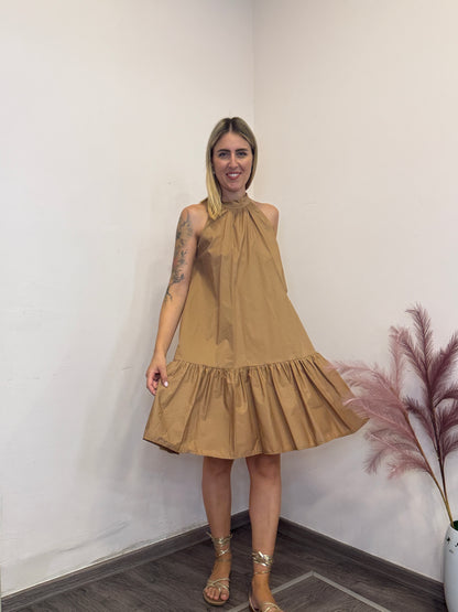 Abito in cotone con balza