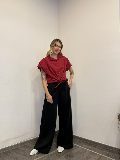 Camicia cotone bordeaux