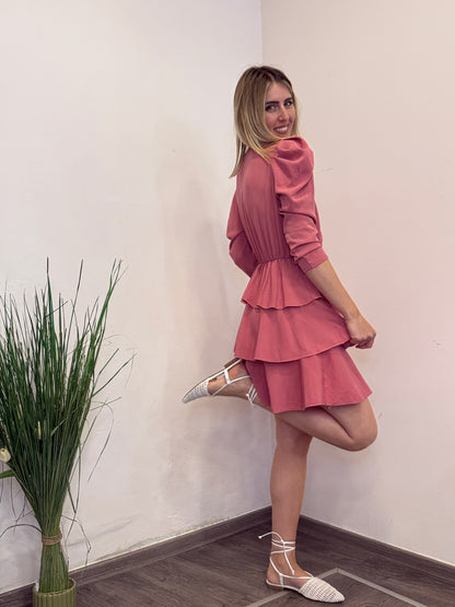 Abito balze pepe rosa