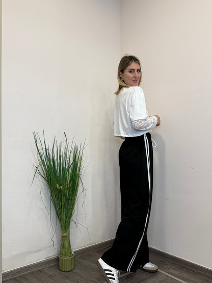 Pantaloni tuta palazzo bande