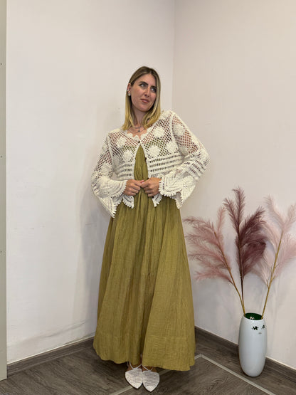 Cardigan macramè con bottoncini