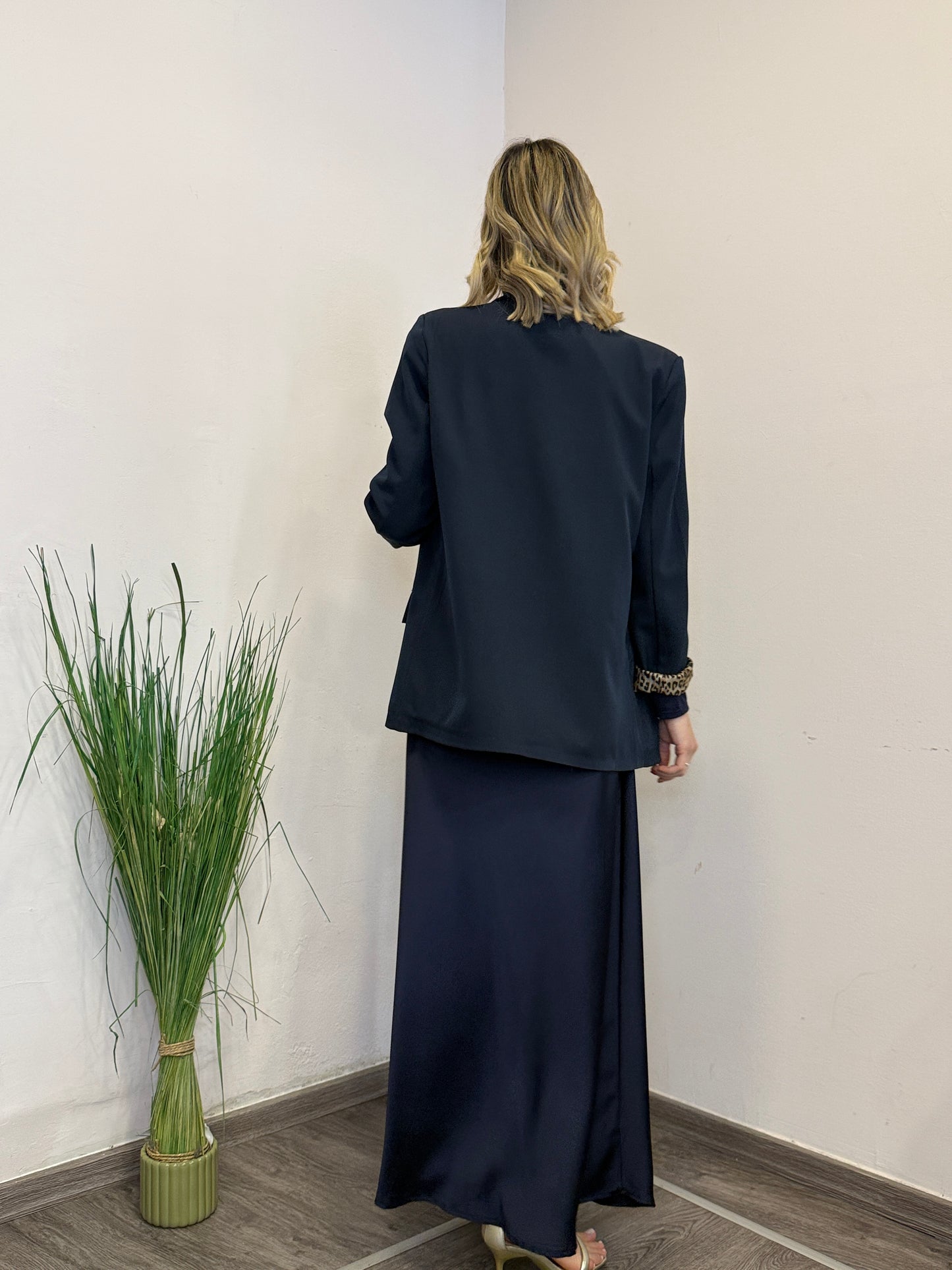 Gonna satin blu notte