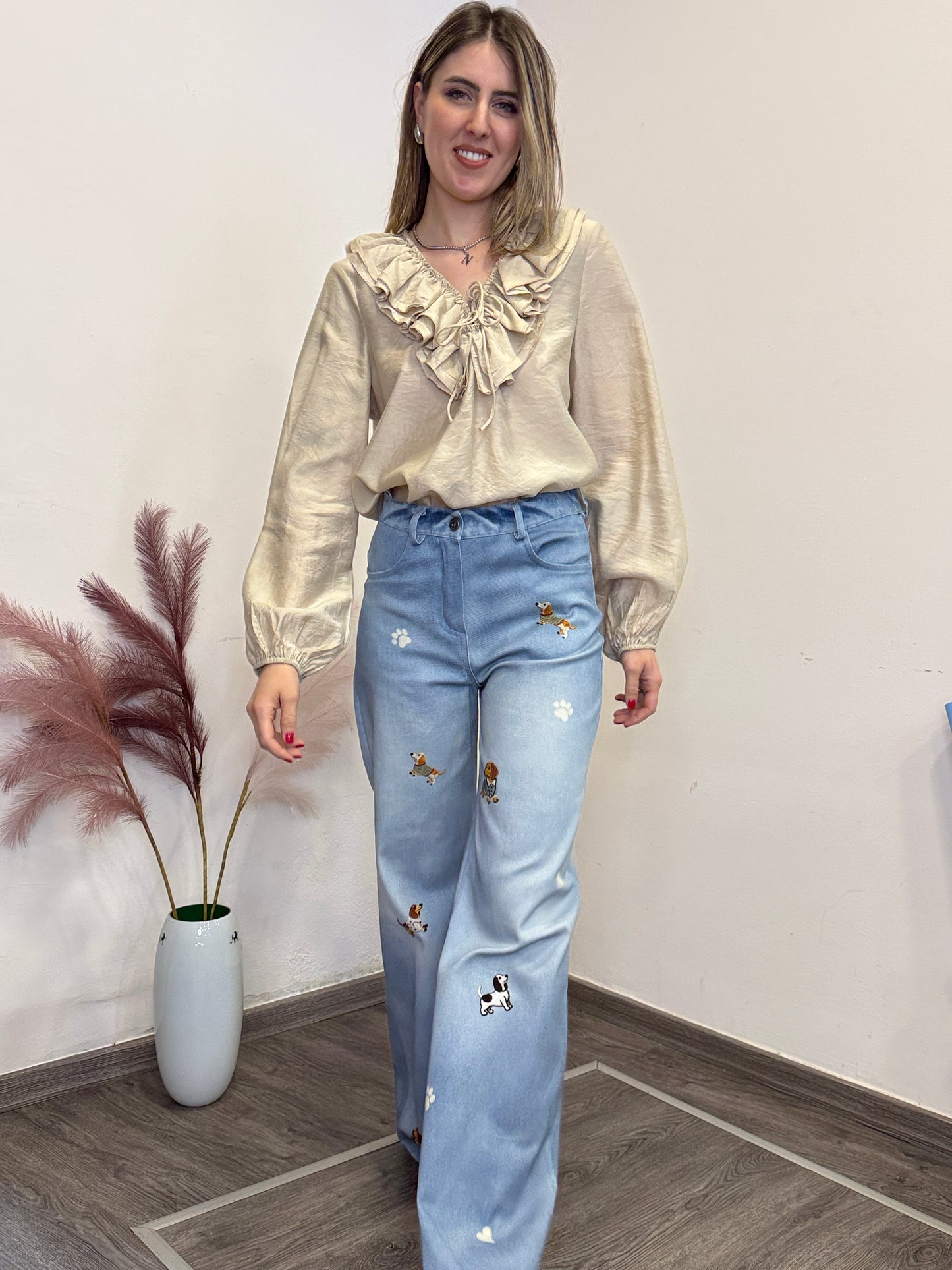 Camicia frappa beige