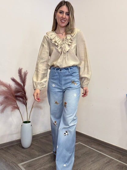 Camicia frappa beige