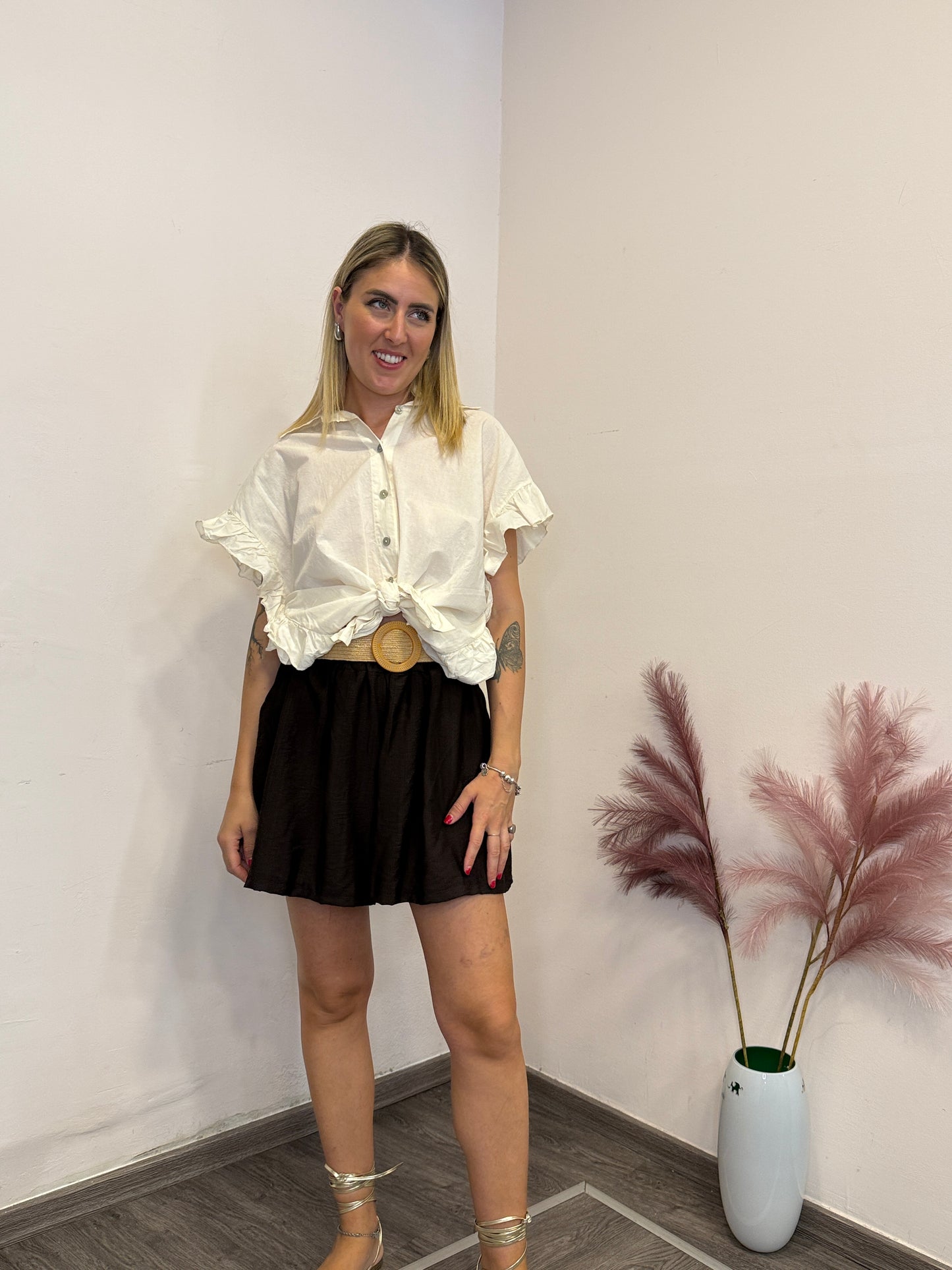 Camicia con voulant burro