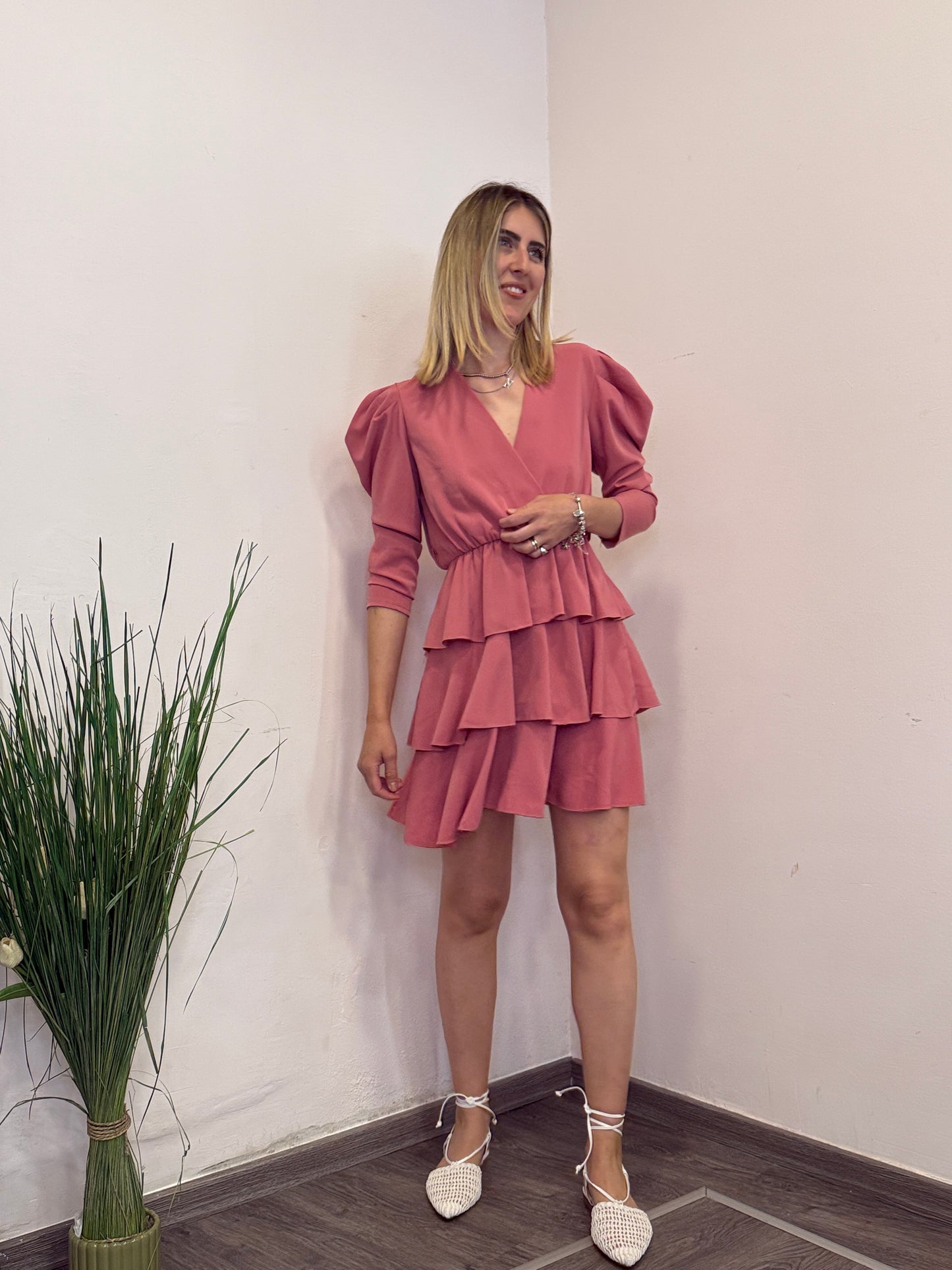 Abito balze pepe rosa