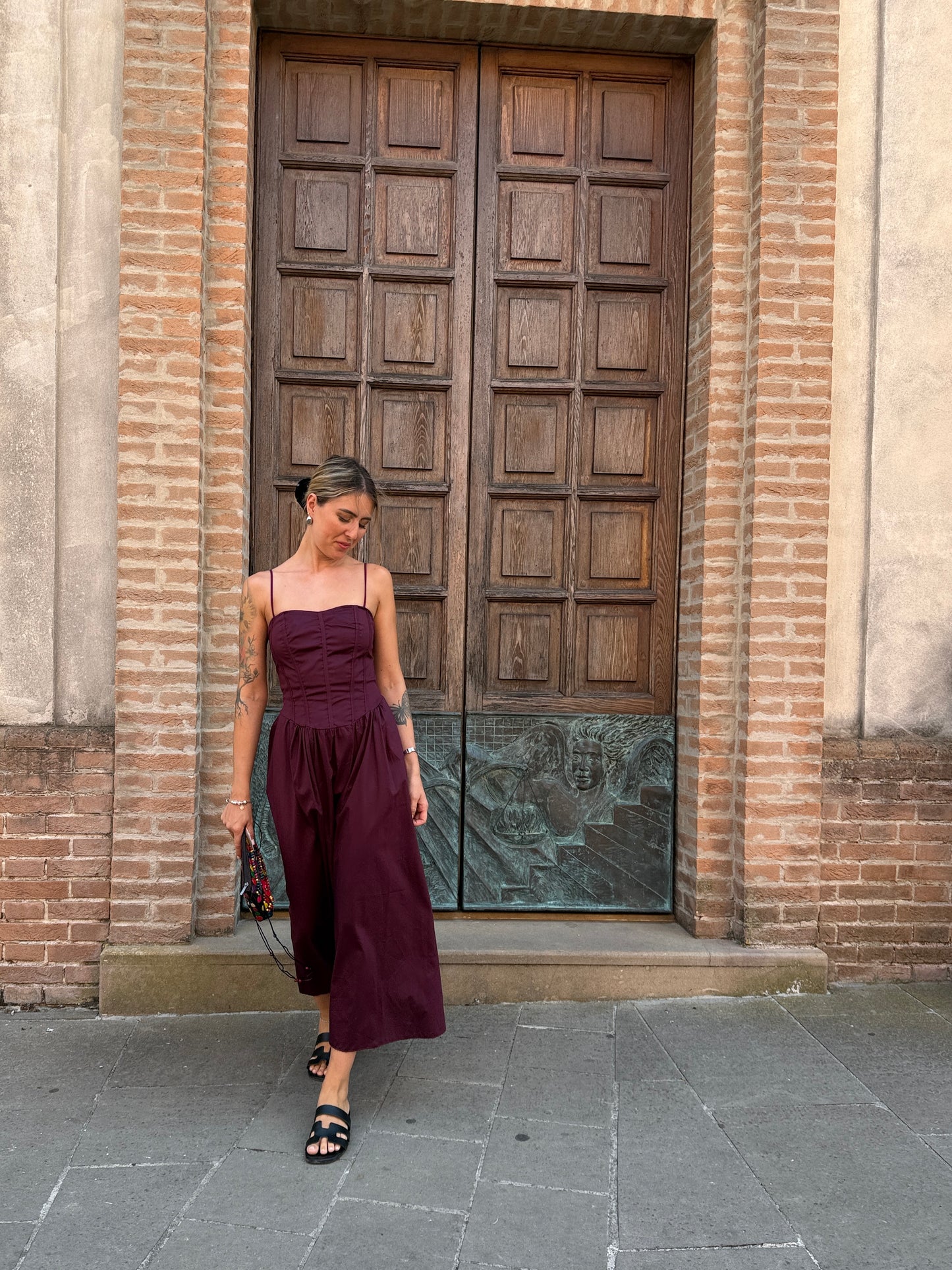 Abito cotone bordeaux
