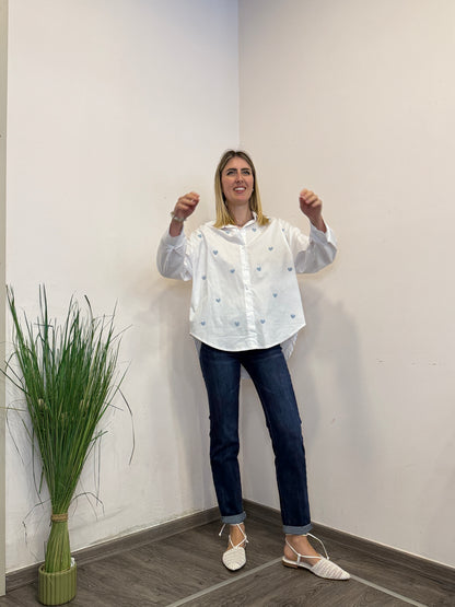 Camicia con cuori azzurri