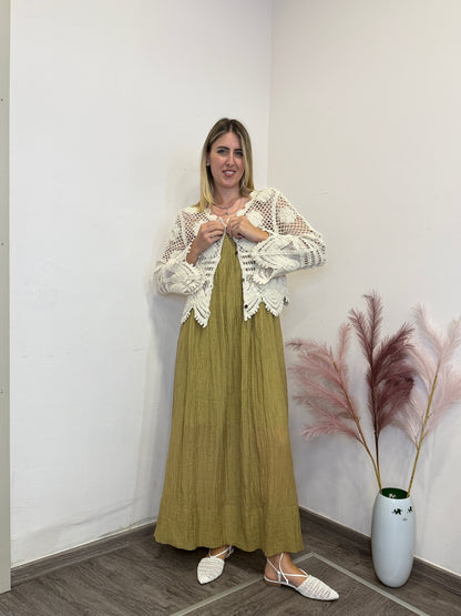 Cardigan macramè con bottoncini