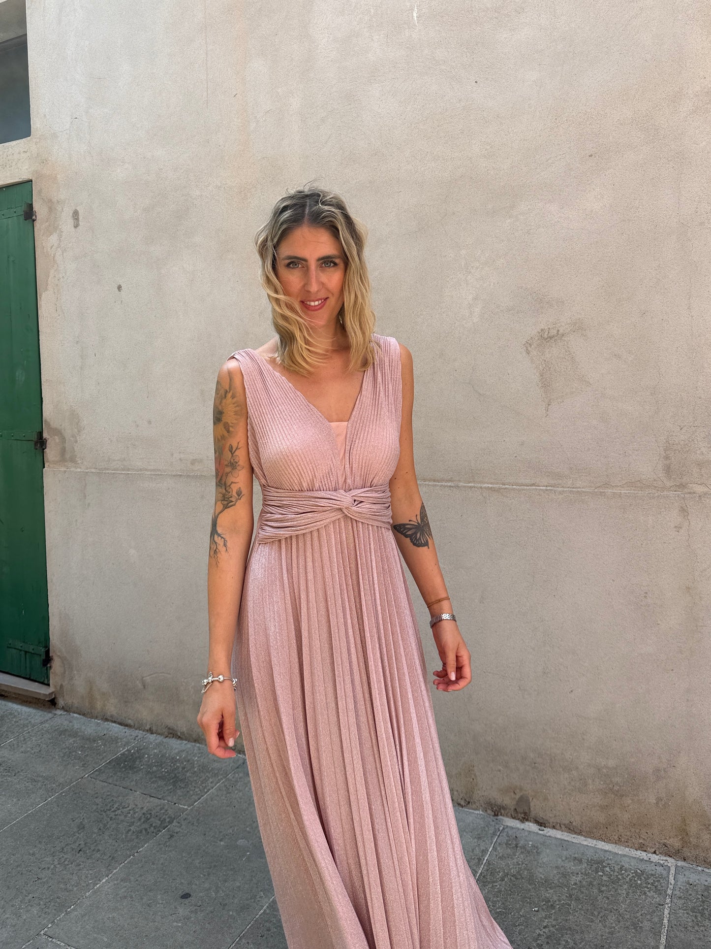 Abito cerimonia ac766 rosa