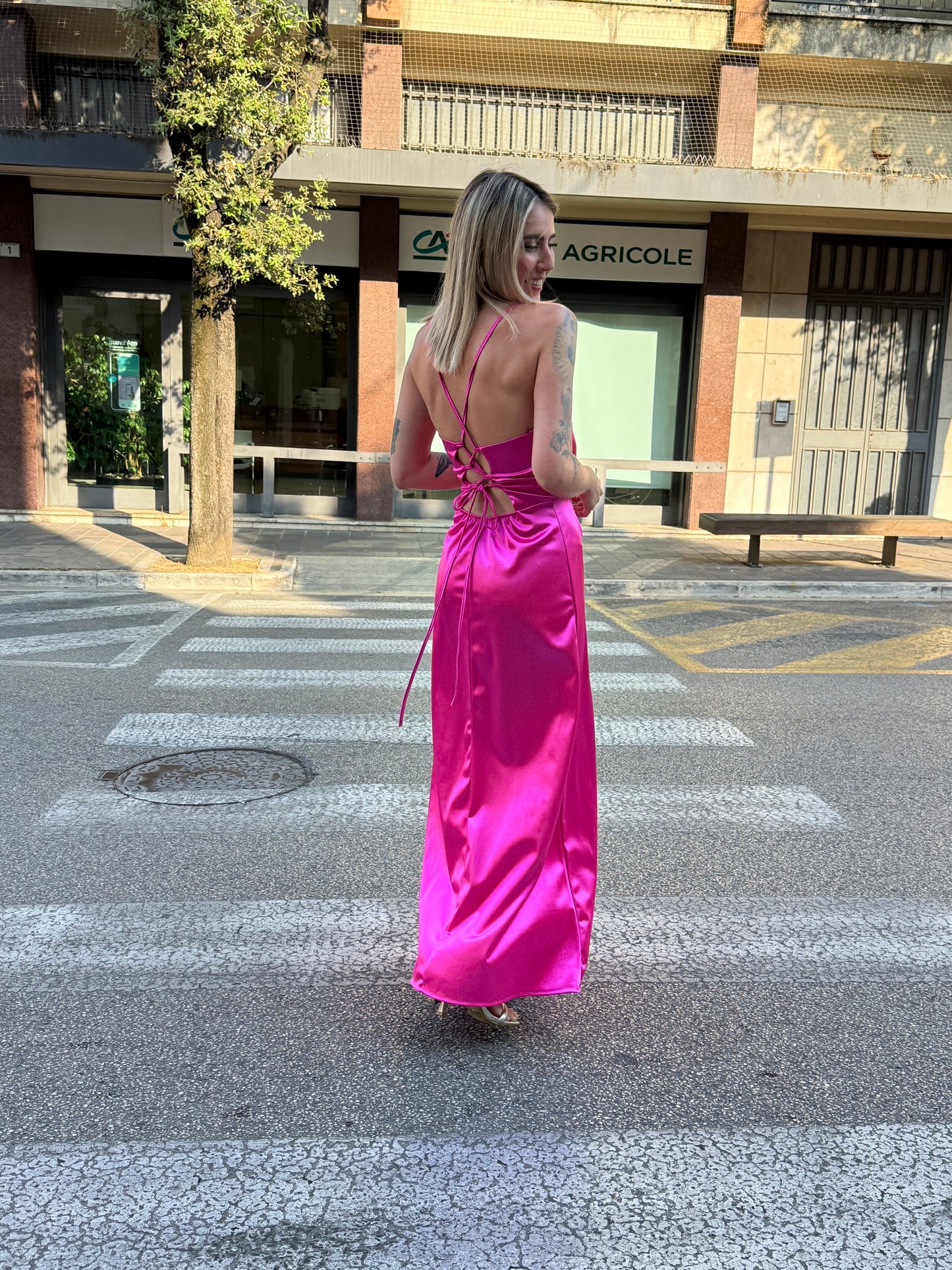 Abito cerimonia ac745 fuxia
