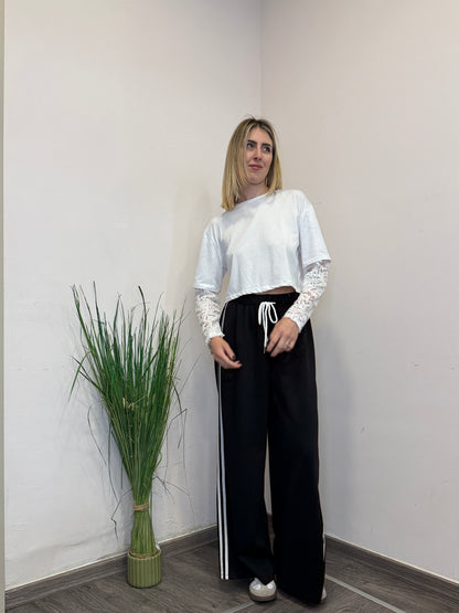 Pantaloni tuta palazzo bande