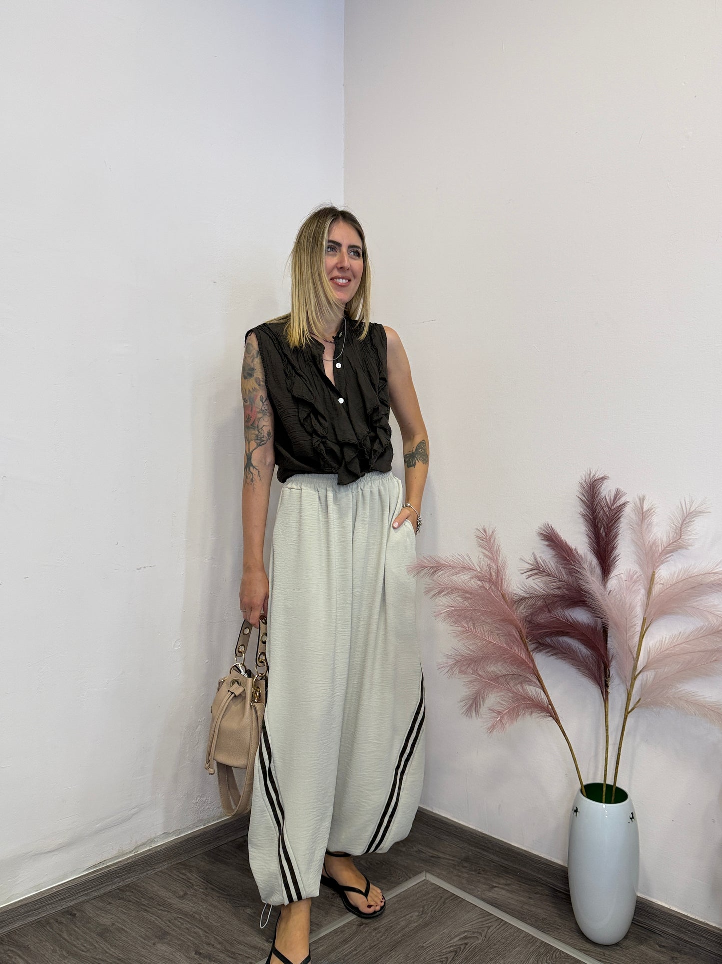 Pantaloni balloon bicolor leggeri