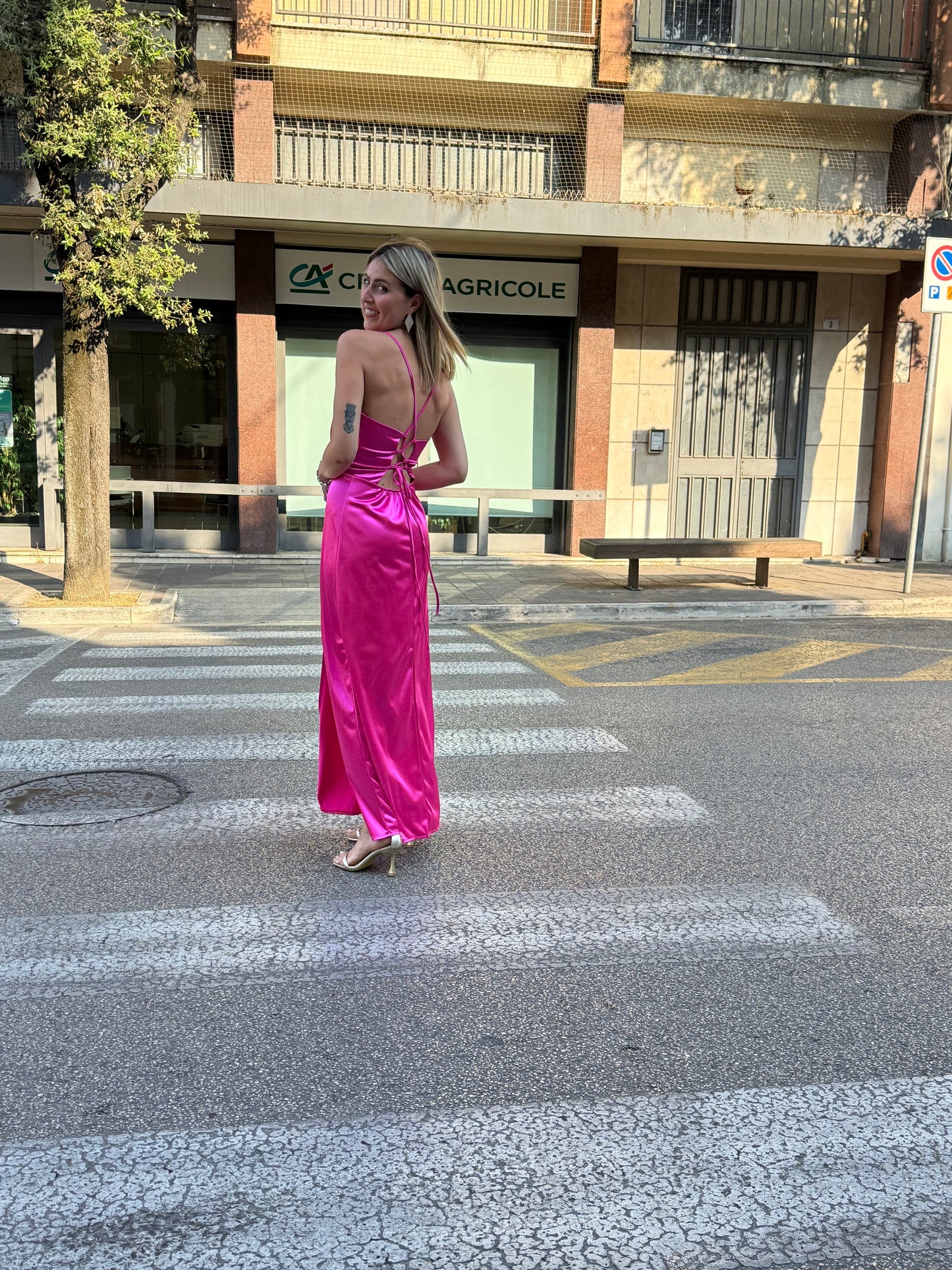 Abito cerimonia ac745 fuxia