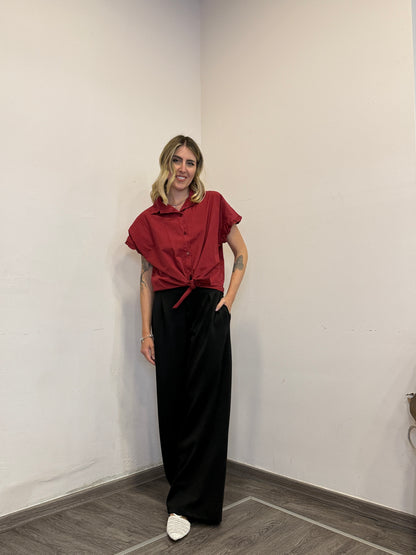 Camicia cotone bordeaux