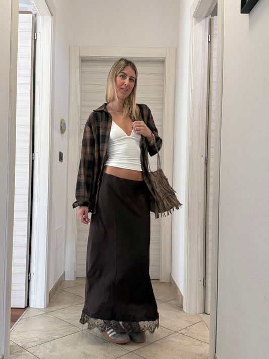 Camicia check marrone