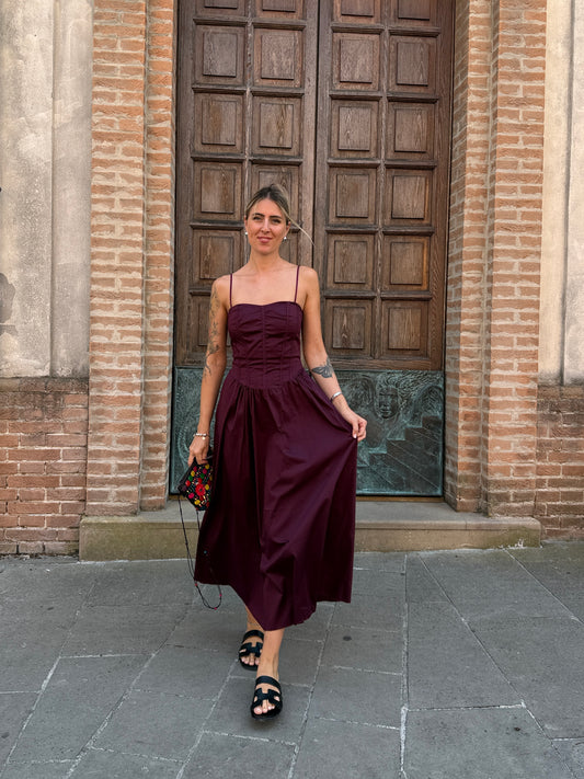 Abito cotone bordeaux