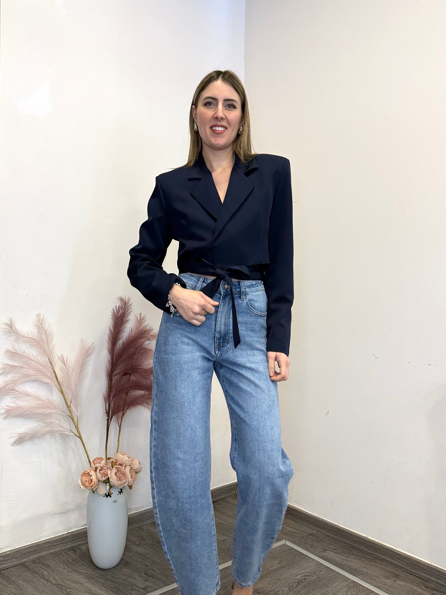 Giacca crop blu notte