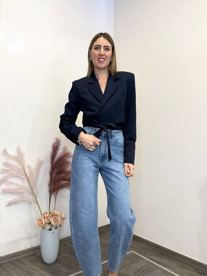 Giacca crop blu notte