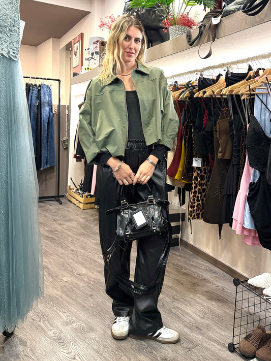 Spolverino crop verde militare