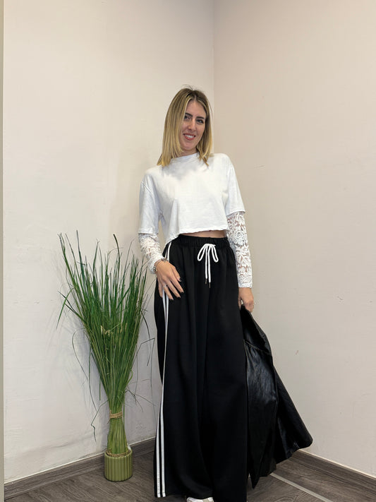 Pantaloni tuta palazzo bande