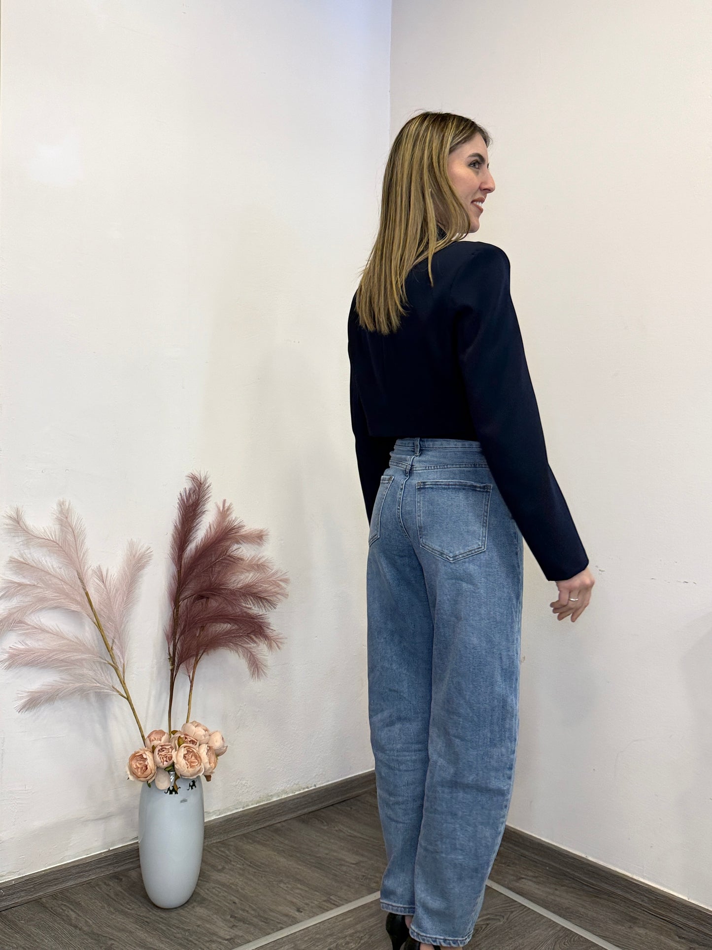 Giacca crop blu notte