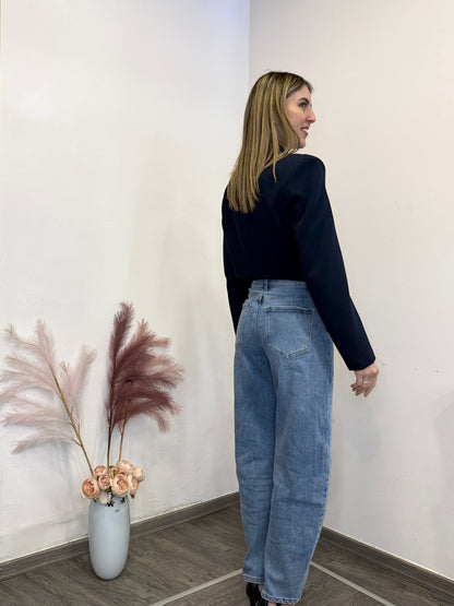 Giacca crop blu notte