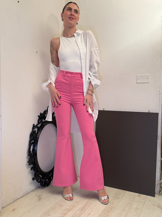 Pantaloni zampa fucsia