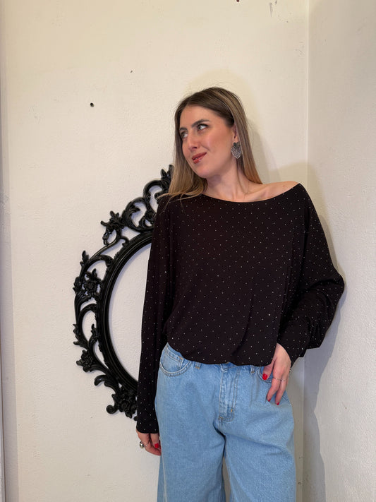 Maglia strass maniche lunghe