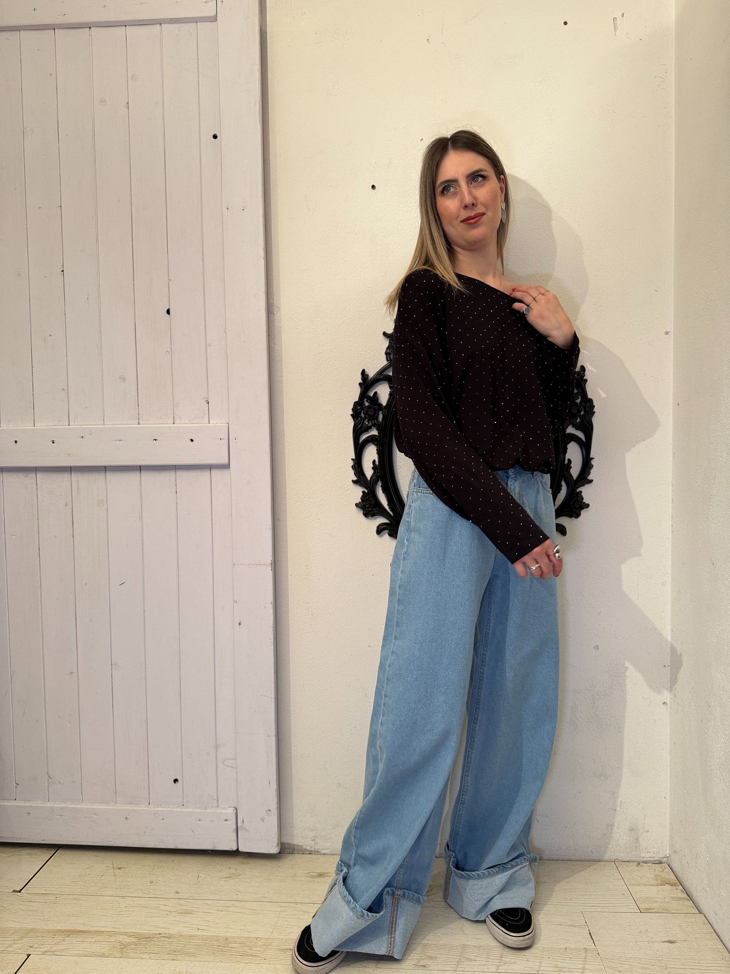 Maglia strass maniche lunghe