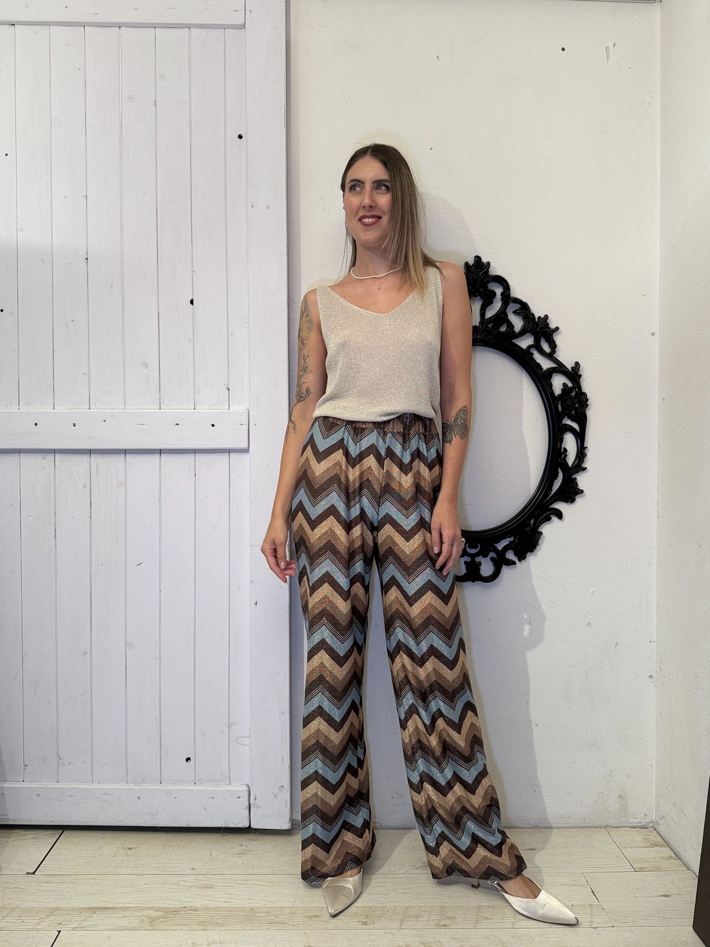 Pantaloni stampa multicolor