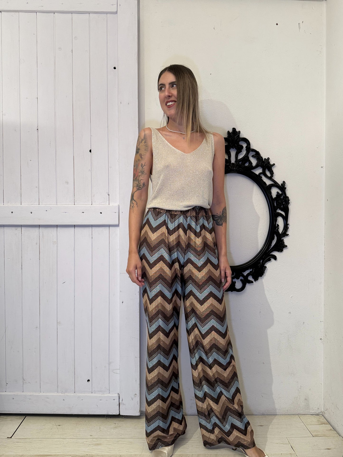 Pantaloni stampa multicolor