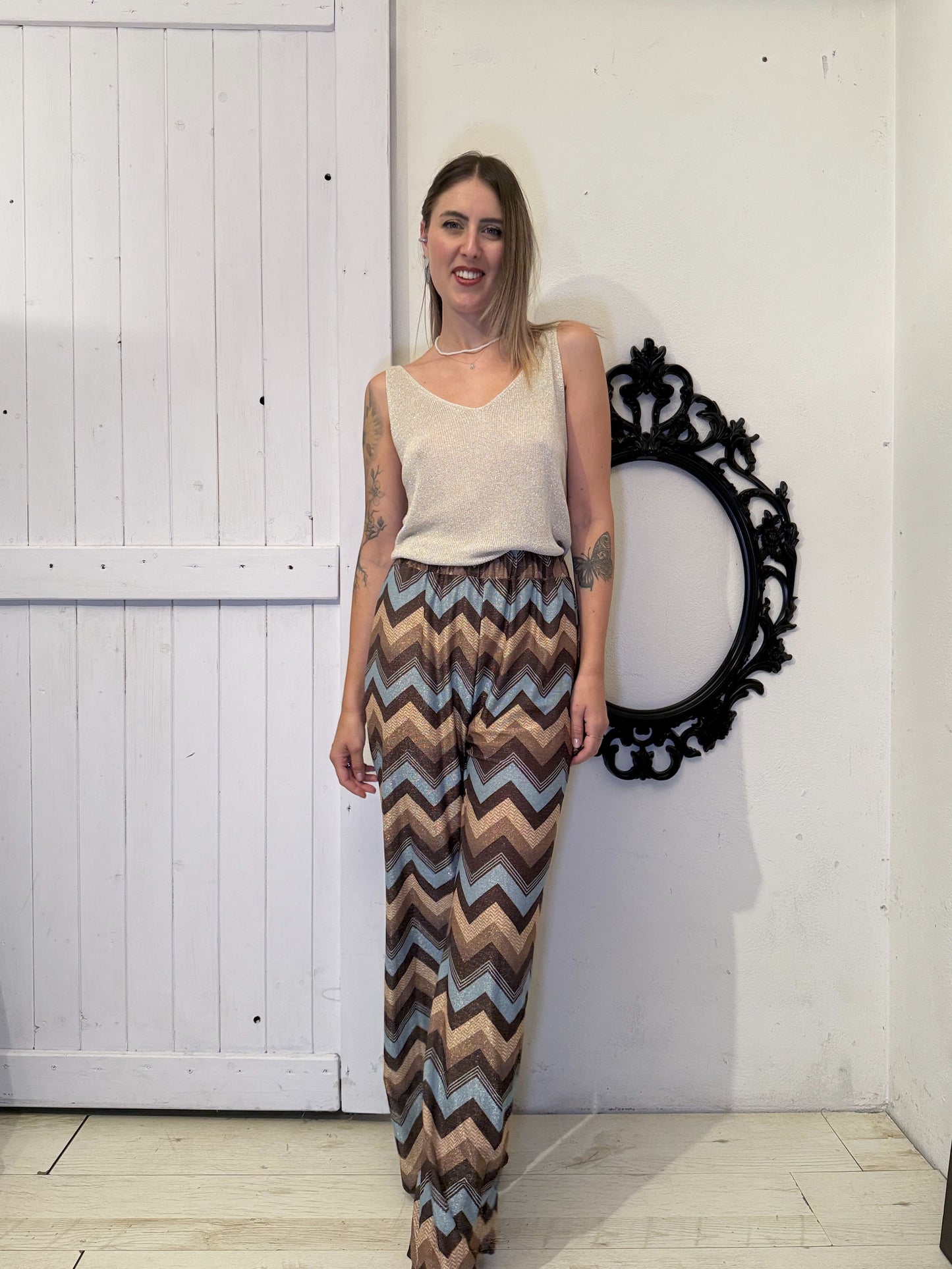 Pantaloni stampa multicolor