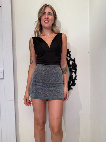Gonna lurex argento