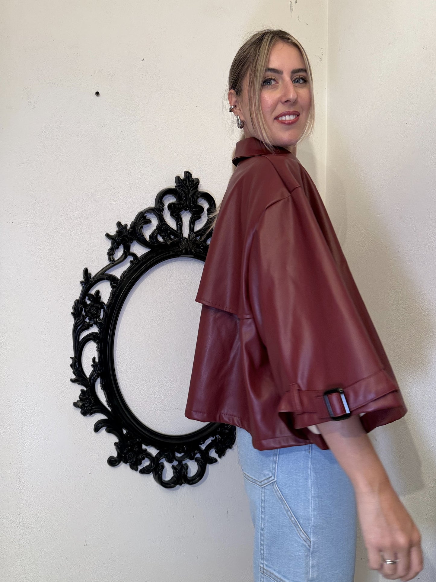 Cappa ecopelle bordeaux