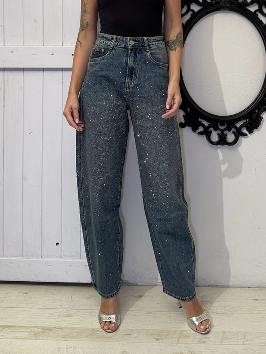 Jeans balloon strass